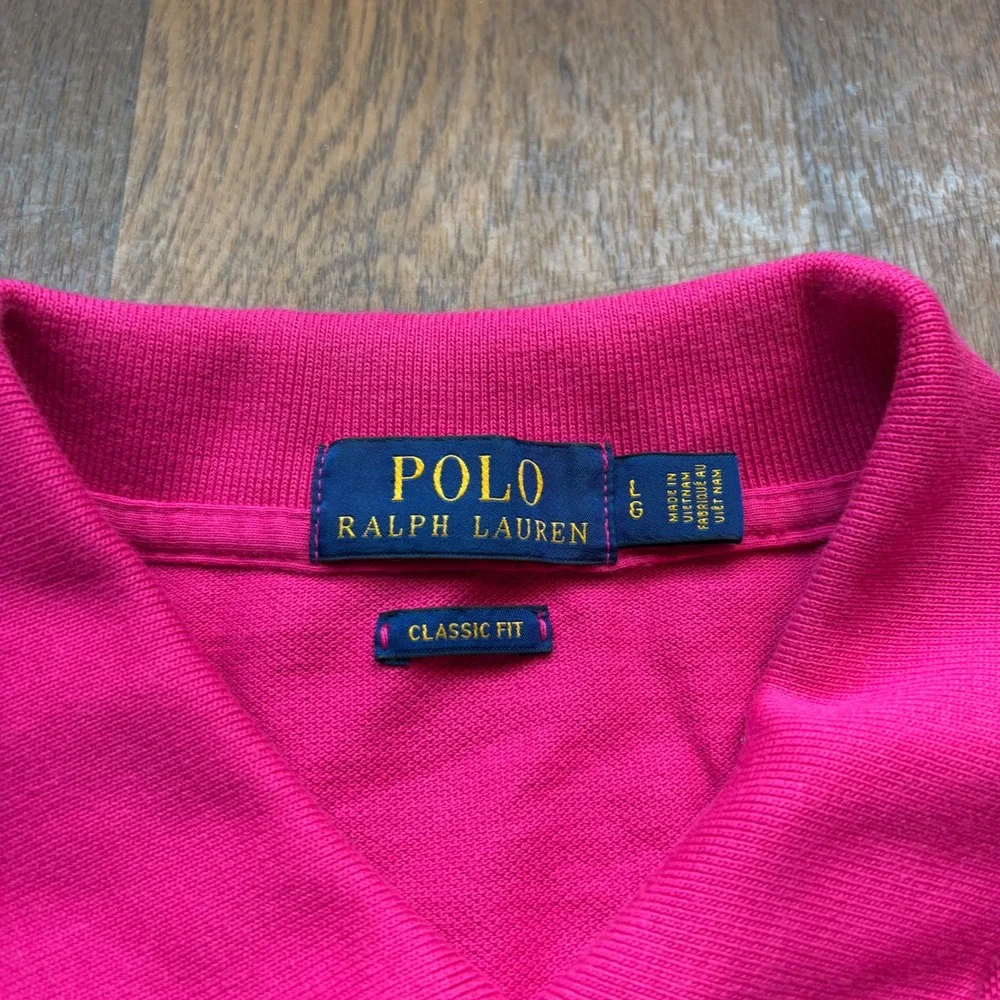 Polo Ralph Lauren Mens Preppy Style Bright Pink Big Pony Embroidered Polo Shirt